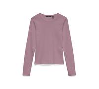 Langarmshirt VERO MODA "VMCHLOE LS SHORT TOP JRS NOOS", Damen, Gr. XS, elderberry, Feinripp, Obermaterial: 95% Baumwolle, 5% Elasthan, unifarben, slim fit normal, Rundhals, Shirts Langarmshirt, Baumwo