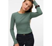 Langarmshirt VERO MODA "VMCHLOE LS SHORT TOP JRS NOOS", Damen, Gr. XS, grün (laurel wreath), Feinripp, Obermaterial: 95% Baumwolle, 5% Elasthan, unifarben, slim fit normal, Rundhals, Shirts Langarmshi