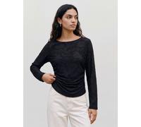 Langarmshirt VERO MODA "VMLAYLA LS GATHERING TOP JRS NOOS", Damen, Gr. XL, schwarz, Jersey, Obermaterial: 96% Polyester, 4% Elasthan, unifarben, regular fit normal, U-Boot-Ausschnitt, Shirts Langarmsh