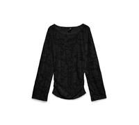 Langarmshirt VERO MODA "VMLAYLA LS GATHERING TOP JRS NOOS", Damen, Gr. XS, schwarz, Jersey, Obermaterial: 96% Polyester, 4% Elasthan, unifarben, regular fit normal, U-Boot-Ausschnitt, Shirts Langarmsh