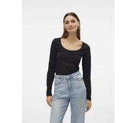Langarmshirt VERO MODA "VMLULU LS U-NECK TOP JRS GA NOOS", Damen, Gr. L, schwarz, Jersey, Obermaterial: 95% Baumwolle, 5% Elasthan, unifarben, normal, Rundhals, Shirts Langarmshirt (30935247-L) schwar