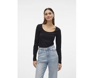 Langarmshirt VERO MODA "VMLULU LS U-NECK TOP JRS GA NOOS", Damen, Gr. L, schwarz, Jersey, Obermaterial: 95% Baumwolle, 5% Elasthan, unifarben, normal, Rundhals, Shirts Langarmshirt (30935247-L) schwar