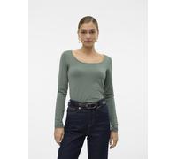 Langarmshirt VERO MODA "VMLULU LS U-NECK TOP JRS GA NOOS", Damen, Gr. S, grün (laurel wreath), Jersey, Obermaterial: 95% Baumwolle, 5% Elasthan, unifarben, normal, Rundhals, Shirts Langarmshirt (67750