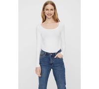 Langarmshirt VERO MODA "VMMAXI", Damen, Gr. L, weiß (hellweiß), Jersey, Obermaterial: 93% Baumwolle, 7% Elasthan, unifarben, Basic, sehr figurbetont hüftbedeckend, Rundhals, Shirts Langarmshirt (34865