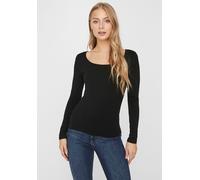 Langarmshirt VERO MODA "VMMAXI", Damen, Gr. M, schwarz, Jersey, Obermaterial: 95% Baumwolle, 5% Elasthan, Basic, sehr figurbetont hüftlang, Rundhals, Shirts Langarmshirt, aus Bio-Baumwolle, Topseller