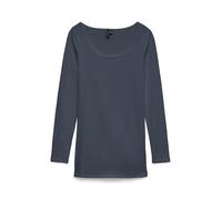 Langarmshirt VERO MODA "VMMAXI MY LS SOFT LONG U-NECK NOOS", Damen, Gr. S, blau (ombre blau), Jersey, Obermaterial: 95% Baumwolle, 5% Elasthan, unifarben, regular fit hüftbedeckend, tiefer Rundhals, S