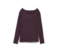 Langarmshirt VERO MODA "VMMAXI MY LS SOFT UNECK NOOS", Damen, Gr. XL, braun (winetasting), Jersey, Obermaterial: 95% Baumwolle, 5% Elasthan, unifarben, slim fit normal, tiefer Rundhals, Shirts Langarm