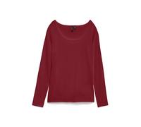 Langarmshirt VERO MODA "VMMAXI MY LS SOFT UNECK NOOS", Damen, Gr. XS, rot (biking rot), Jersey, Obermaterial: 95% Baumwolle, 5% Elasthan, unifarben, slim fit normal, tiefer Rundhals, Shirts Langarmshi