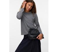 Langarmshirt VERO MODA "VMPAULINA LS T-SHIRT GA JRS NOOS", Damen, Gr. XS, grau (medium grau melange), Jersey, Obermaterial: 100% Baumwolle, unifarben, normal, Rundhals, Shirts Langarmshirt (91250011-X