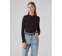 Langarmshirt VERO MODA "VMROSA LS HIGHNECK TOP JRS NOOS", Damen, Gr. M, schwarz, Jersey, Obermaterial: 95% Viskose, 5% Elasthan, unifarben, slim fit normal, Rundhals, Shirts Langarmshirt, Viskosemisch
