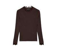 Langarmshirt VERO MODA "VMROSA LS HIGHNECK TOP JRS NOOS", Damen, Gr. XS, braun (chocolate torte), Jersey, Obermaterial: 95% Viskose, 5% Elasthan, unifarben, slim fit normal, Rundhals, Shirts Langarmsh