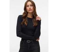 Langarmshirt VERO MODA "VMRUBY LS TOP JRS NOOS", Damen, Gr. S, schwarz, Rippware, Obermaterial: 93% Baumwolle, 7% Elasthan, unifarben, normal taillenbedeckt, U-Boot-Ausschnitt, Shirts Langarmshirt, Ba