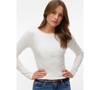 Langarmshirt VERO MODA "VMRUBY LS TOP JRS NOOS", Damen, Gr. XL, snow weiß, Rippware, Obermaterial: 93% Baumwolle, 7% Elasthan, unifarben, normal taillenbedeckt, U-Boot-Ausschnitt, Shirts Langarmshirt,