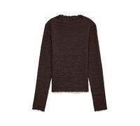 Langarmshirt VERO MODA "VMZIA LS FUNNEL NECK TOP JRS NOOS", Damen, Gr. S, chocolate torte, Jersey, Obermaterial: 60% Baumwolle, 35% Polyamid, 5% Elasthan, unifarben, regular fit normal, Rundhals, Shir
