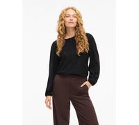 Langarmshirt VILA "VIASTA O-NECK L/S TOP - NOOS", Damen, Gr. L, schwarz beauty, Jersey, Obermaterial: 77% Polyester, 18% Viskose, 5% Elasthan, unifarben, regular fit normal, Rundhals, elastischer Bund