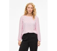 Langarmshirt VILA "VIASTA O-NECK L/S TOP - NOOS", Damen, Gr. M, cherry blossom, Jersey, Obermaterial: 77% Polyester, 18% Viskose, 5% Elasthan, unifarben, regular fit normal, Rundhals, elastischer Bund