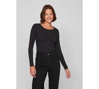 Langarmshirt VILA "VINORA L/S O-NECK TOP - NOOS", Damen, Gr. XS, schwarz (schwarz beauty), Jersey, Obermaterial: 96% Baumwolle, 4% Elasthan, unifarben, regular fit normal, Rundhals, Shirts Langarmshir