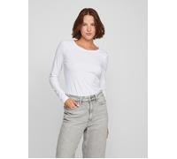 Langarmshirt VILA "VINORA L/S O-NECK TOP - NOOS", Damen, Gr. XXL, weiß (hellweiß), Jersey, Obermaterial: 96% Baumwolle, 4% Elasthan, unifarben, regular fit normal, Rundhals, Shirts Langarmshirt (21185