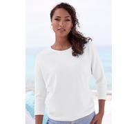 Langarmshirt VIVANCE "aus bügelfreier Strukturqualität", Damen, Gr. 40/42, beige (creme), Stoff, Obermaterial: 80% Polyester, 16% Viskose, 4% Elasthan, unifarben, modisch, bequem normal, Rundhals, Kur