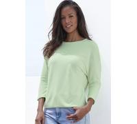 Langarmshirt VIVANCE "aus bügelfreier Strukturqualität", Damen, Gr. 48/50, grün (lime), Stoff, Obermaterial: 80% Polyester, 16% Viskose, 4% Elasthan, unifarben, bequem normal, Rundhals, Shirts Langarm