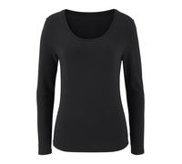 Langarmshirt VIVANCE "aus elastischer Baumwoll-Qualität", Damen, Gr. 36/38, schwarz, Single Jersey, Obermaterial: 95% Baumwolle, 5% Elasthan, unifarben, Basic, bequem normal, tiefer Rundhals, Shirts L