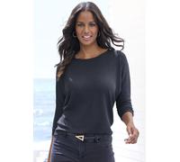 Langarmshirt VIVANCE "aus luftigem Strukturstrick", Damen, Gr. 40/42, blau (navy), Strick, Obermaterial: 70% Polyester (REPREVE), 30% Viskose, unifarben, Basic, bequem, Rundhals, Shirts Langarmshirt, 