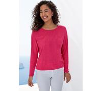 Langarmshirt VIVANCE "aus strukturierter Strickqualität", Damen, Gr. 36/38, koralle, creme, Strick, Obermaterial: 68% Viskose (LENZING™ ECOVERO™), 30% Polyester, 2% Elasthan, gemustert, figurumspielen