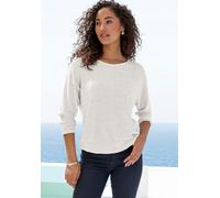Langarmshirt VIVANCE "aus strukturierter Strickqualität", Damen, Gr. 32/34, creme, schwarz, Strick, Obermaterial: 68% Viskose (LENZING™ ECOVERO™), 30% Polyester, 2% Elasthan, gemustert, figurumspielen