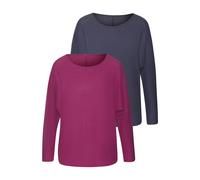 Langarmshirt VIVANCE "in modischer Struktur-Optik", Damen, Gr. 36/38, beere, blau, Strick, Obermaterial: 55% Polyester (REPREVE), 42% Viskose, 3% Elasthan, Strukturmuster, figurumspielend, Rundhals, S