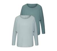 Langarmshirt VIVANCE "in modischer Struktur-Optik", Damen, Gr. 40/42, mint, eukalyptus, Strick, Obermaterial: 55% Polyester (REPREVE), 42% Viskose, 3% Elasthan, Strukturmuster, figurumspielend, Rundha