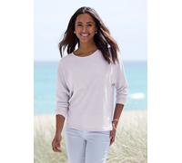 Langarmshirt VIVANCE "in modischer Struktur-Optik", Damen, Gr. 44/46, lila (flieder), Strick, Obermaterial: 55% Polyester (REPREVE), 42% Viskose, 3% Elasthan, Strukturmuster, figurumspielend, Rundhals