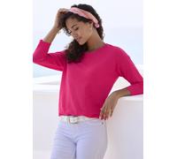 Langarmshirt VIVANCE "mit modischer Struktur", Damen, Gr. 40/42, orange (koralle), Strick, Obermaterial: 65% Polyester (REPREVE), 35% Baumwolle, Strukturmuster, unifarben, Basic, bequem, Rundhals, Lan