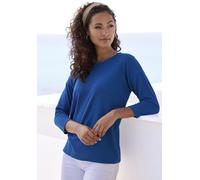 Langarmshirt VIVANCE "mit modischer Struktur", Damen, Gr. 44/46, blau (royalblau), Strick, Obermaterial: 65% Polyester (REPREVE), 35% Baumwolle, Strukturmuster, unifarben, Basic, bequem, Rundhals, Shi