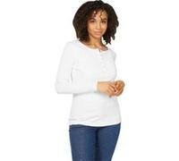 Langarmshirt HEINE "Shirt", Damen, Gr. 40, weiß, 95% Baumwolle, 5% Elasthan, unifarben, Rundhals, Shirts Langarmshirt (21907836-40) weiß