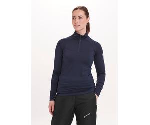 Langarmshirt WHISTLER "Blume", Damen, Gr. 42, blau (dunkelblau), 92% Polyester, 8% Elasthan, unifarben, normal, Shirts Langarmshirt, mit Reißverschluss und Stehkragen (70971552-42) dunkelblau