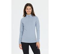 Langarmshirt WHISTLER "Blume", Damen, Gr. 42, stahlblau, 92% Polyester, 8% Elasthan, unifarben, normal, Shirts Langarmshirt, mit Reißverschluss und Stehkragen (53302461-42) stahlblau