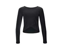 Winshape Damen Functional Light and Soft Cropped Long Sleeve Top Aet131ls Mit Overlap-Applikation Yoga-Shirt, Schwarz, M EU