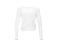 WINSHAPE Damen Functional Light and Soft Cropped Long Sleeve Top Aet131ls Mit Overlap-Applikation Yoga-Shirt, Ivory, XL EU
