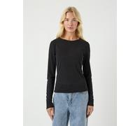 Langarmshirt Y.A.S "YASPALOMA LS TOP NOOS", Damen, Gr. L, schwarz, Jersey, Obermaterial: 67% Viskose, 30% Polyester, 3% Elasthan, unifarben, slim fit normal, Rundhals, Shirts Langarmshirt (25486545-L)