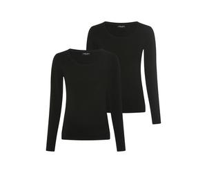 Langarmshirt YSABEL MORA, Damen, Gr. L, schwarz, Single Jersey, Obermaterial: 95% Baumwolle, 5% Elasthan, figurbetont hüftlang, Rundhals, Shirts Langarmshirt, Rundhals-Ausschnitt, weich, Baumwollmix, 