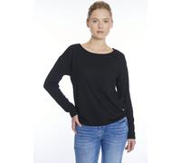 Langarmshirt ZABAIONE "Do44natella", Damen, Gr. S, schwarz, Jersey, Obermaterial: 95% Polyester, 5% Elasthan, unifarben, normal, Rundhals, Shirts Langarmshirt, aus Strukturware (20956416-S) schwarz
