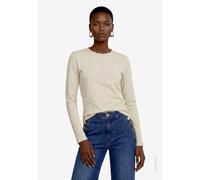 Langarmshirt ZERO, Damen, Gr. 40, beige (cream), Jersey, Obermaterial: 95% Baumwolle, 5% Elasthan, unifarben, figurbetont hüftbedeckend, Rundhals, abgesteppte Kante, Shirts Langarmshirt, mit gewelltem