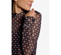 Langarmshirt ZERO, Damen, Gr. 42, braun, blau, Web, Obermaterial: 95% Polyester, 5% Elasthan, gemustert, körpernah hüftbedeckend, Rundhals, gewellter Abschluss, Shirts Langarmshirt, mit Muster und gek