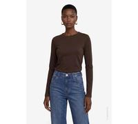 Langarmshirt ZERO, Damen, Gr. 42, braun (chocolate plum), Jersey, Obermaterial: 95% Baumwolle, 5% Elasthan, unifarben, figurbetont hüftbedeckend, Rundhals, abgesteppte Kante, Shirts Langarmshirt, mit