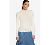 Langarmshirt ZERO, Damen, Gr. 42, weiß (eggnog), Jersey, Obermaterial: 100% Baumwolle, unifarben, körpernah hüftbedeckend, Rundhals, Shirts Langarmshirt, mit Kräuselsaum (64642051-42) eggnog