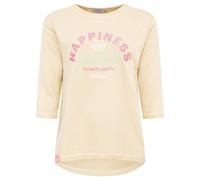 Langarmshirt ZWILLINGSHERZ ""Smile"", Damen, Gr. L/XL, beige (hellbeige), angeraute Sweatware, Obermaterial: 50% Baumwolle, 50% Polyester, bequem Po-bedeckend, Rundhals, Shirts Langarmshirt, 3/4-Arm,