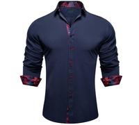 Langarmshirts Für Herren - Herren-Revershemd, Langärmelig, Strickjacke Mit Knöpfen, Paisley-Farbkontrast, Modisches Hemd Für Herren, Button-Down-Kragen, Herrenbekleidung, Stil B, XL