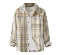 Langarmshirts Für Herren Trachtenhemd Kariert Muster Hemden Mit Knöpfen Casual Freizeithemd Loose Fit Arbeitshemd Oktoberfest Shirt