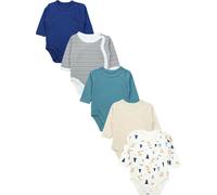 Langarmwickelbody TUPTAM "Wickelbody Baby Langarm Wickelbody 5er Pack", Jungen, Gr. 50, N-Gr, blau (blau_beige_bears_streifen), Obermaterial: 100% Baumwolle CO., Bodys (47599564-50) blau_beige_bears_s