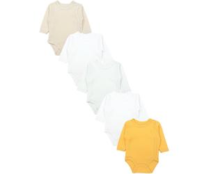 Langarmwickelbody TUPTAM "Wickelbody Baby Langarm Wickelbody 5er Pack", Jungen, Gr. 50, N-Gr, grau (grau_gelb_beige_weiß), Obermaterial: 100% Baumwolle CO., Bodys (41320716-50) grau_gelb_beige_weiß